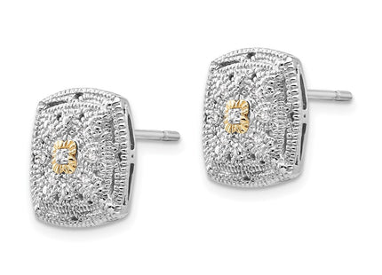 14k/Silver Two-Tone Earrings Style QTC650 - Classique Jewelry Inc.