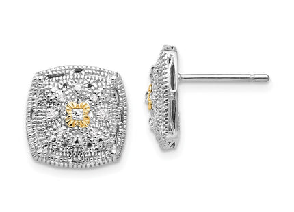 14k/Silver Two-Tone Earrings Style QTC650 - Classique Jewelry Inc.