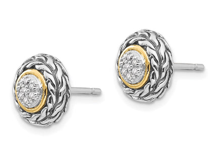 14k/Silver Two-Tone Earrings Style QTC654 - Classique Jewelry Inc.