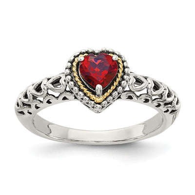 Sterling silver garnet heart ring