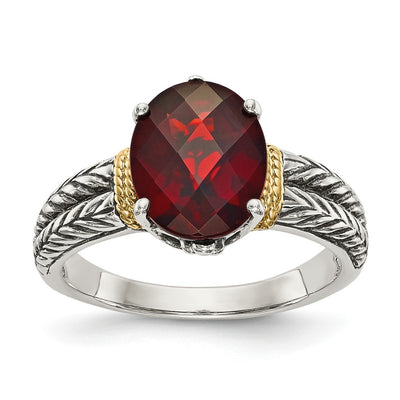 Sterling silver garnet oval ring