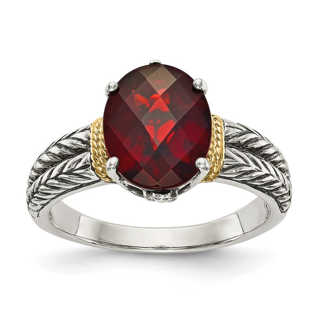 Sterling silver garnet oval ring