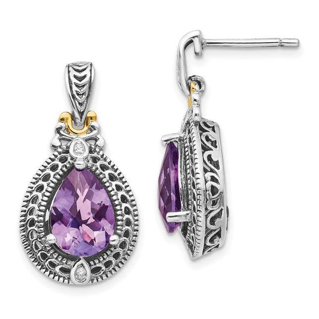 14k/Silver Two-Tone Earrings Style QTC698 - Classique Jewelry Inc.