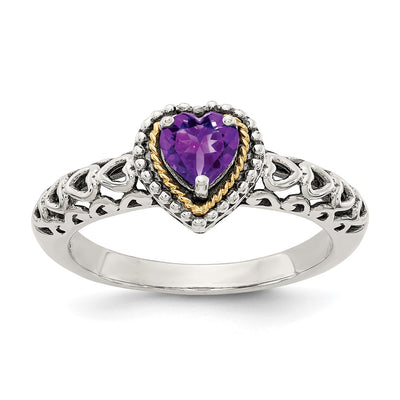 Sterling silver amethyst heart ring