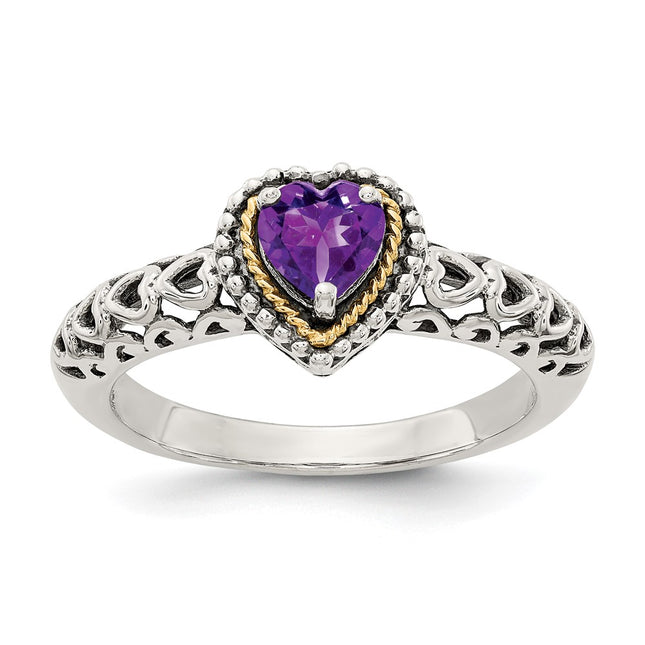 Sterling silver amethyst heart ring