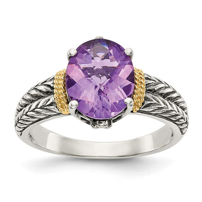 Sterling silver amethyst oval ring