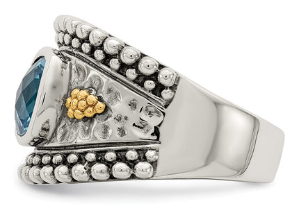 Sterling silver blue topaz ring, another view