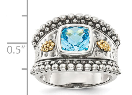 Sterling silver blue topaz ring, further view