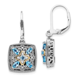14k/Silver Two-Tone Earrings Style QTC772 - Classique Jewelry Inc.