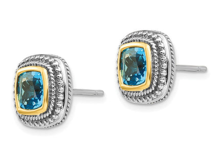 14k/Silver Two-Tone Earrings Style QTC798 - Classique Jewelry Inc.