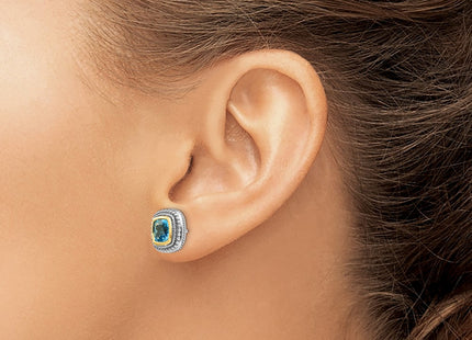 14k/Silver Two-Tone Earrings Style QTC798 - Classique Jewelry Inc.