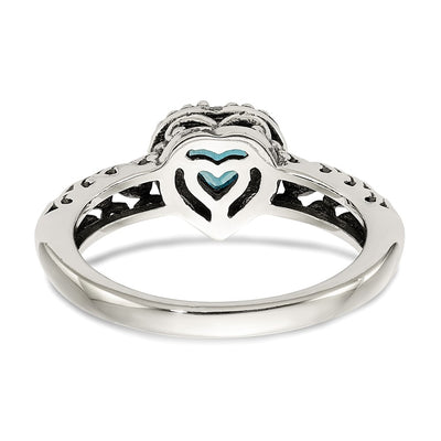 Shey Couture Sterling Silver with 14K Accent Antiqued Blue Topaz Heart Ring