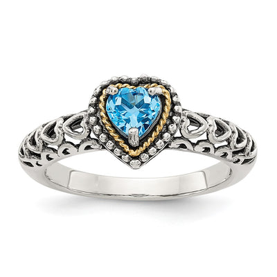 Sterling silver blue topaz heart ring