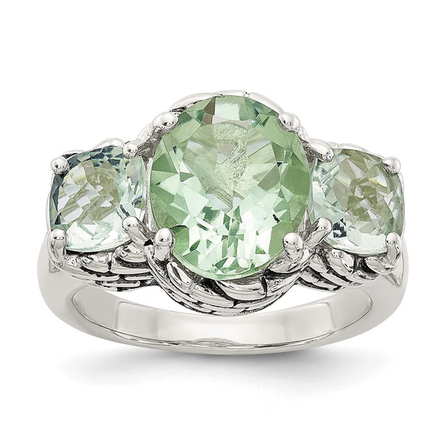 Sterling silver quartz oval ring