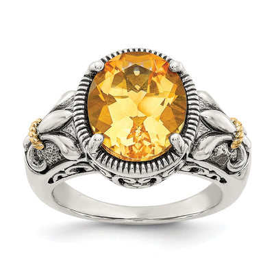 Sterling silver citrine oval ring