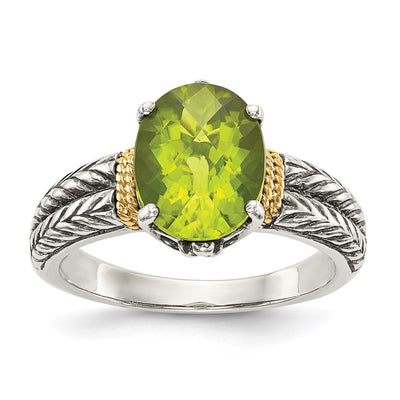 Sterling silver peridot oval ring