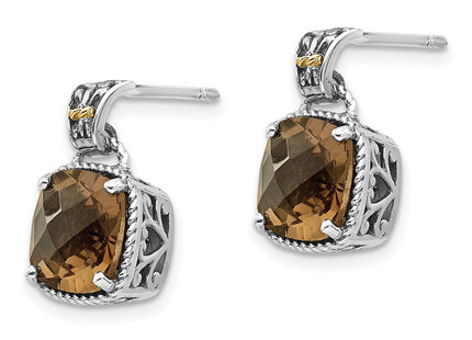 14k/Silver Two-Tone Earrings Style QTC919 - Classique Jewelry Inc.