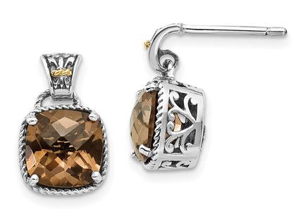 14k/Silver Two-Tone Earrings Style QTC919 - Classique Jewelry Inc.