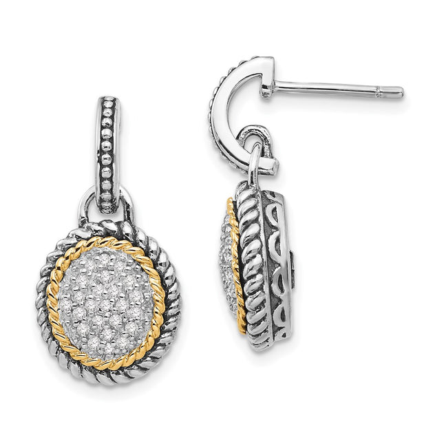 14k/Silver Two-Tone Earrings Style QTC954 - Classique Jewelry Inc.