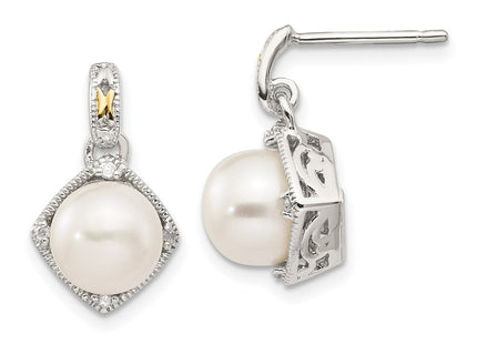 14k/Silver Two-Tone Earrings Style QTC960 - Classique Jewelry Inc.