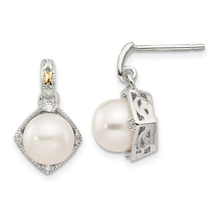 14k/Silver Two-Tone Earrings Style QTC960 - Classique Jewelry Inc.
