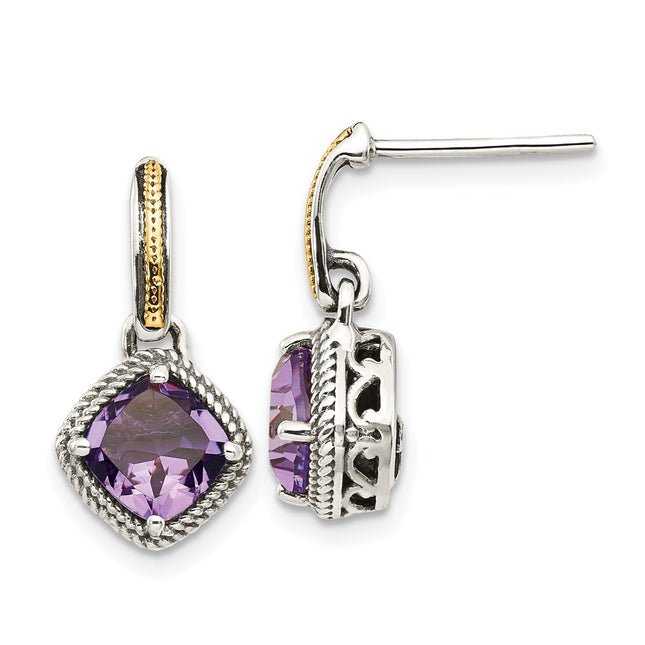 Sterling silver amethyst drop earrings