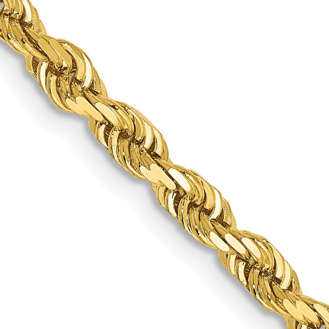 14K Diamond-cut Quadruple Rope Lobster Clasp Chain, 1 x 3mm