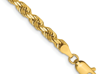 14K Diamond-cut Quadruple Rope Lobster Clasp Chain, 1 x 4mm