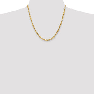 14K Diamond-cut Quadruple Rope Lobster Clasp Chain (Style QTR035-20)