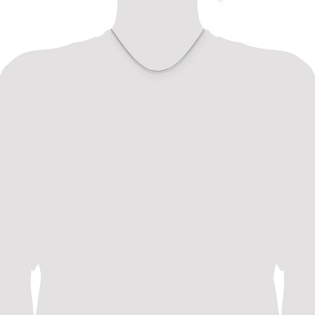 Sterling Silver Rhodium-plated Diamond-cut Round Box Chain, 16 x 0.95mm