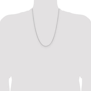 Sterling Silver Rhodium-plated Diamond-cut Round Box Chain (Style QVX019R-24)