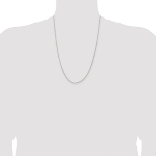 Sterling Silver Rhodium-plated Diamond-cut Round Box Chain (Style QVX022R-24)