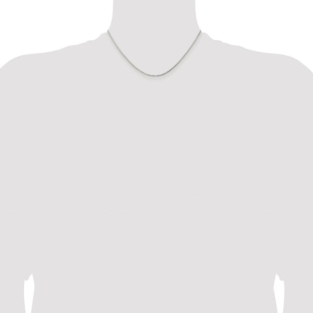 Sterling Silver Rhodium-plated Diamond-cut Round Box Chain, 16 x 1.3mm