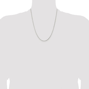 Sterling Silver Rhodium-plated Diamond-cut Round Box Chain (Style QVX026R-22)