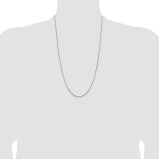 Sterling Silver Rhodium-plated Diamond-cut Round Box Chain (Style QVX026R-26)