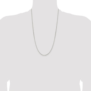 Sterling Silver Rhodium-plated Diamond-cut Round Box Chain (Style QVX028R-26)