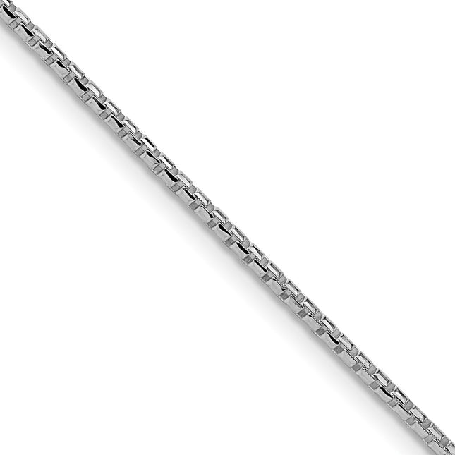 Sterling Silver Rhodium-plated Diamond-cut Round Box Chain w/2in ext., 20 x 1.5mm