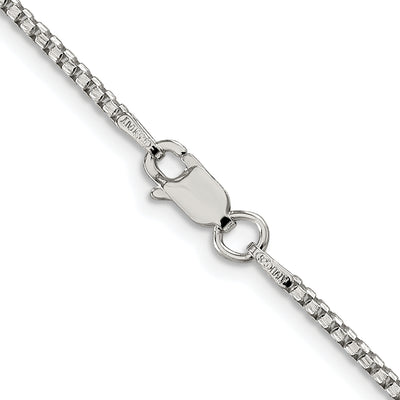 Sterling Silver Rhodium-plated Diamond-cut Round Box Chain, 16 x 1.75mm