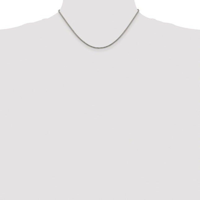 Sterling Silver Rhodium-plated Diamond-cut Round Box Chain, 16 x 1.75mm