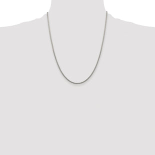 Sterling Silver Rhodium-plated Diamond-cut Round Box Chain (Style QVX035R-22)
