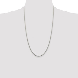 Sterling Silver Rhodium-plated Diamond-cut Round Box Chain (Style QVX035R-26)