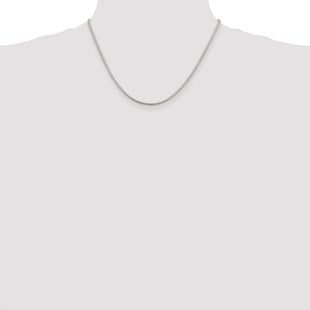 Sterling Silver Rhodium-plated Diamond-cut Round Box Chain (Style QVX040R-18)