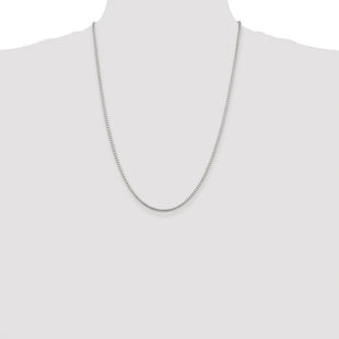 Sterling Silver Rhodium-plated Diamond-cut Round Box Chain (Style QVX040R-24)