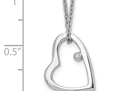 Sterling silver diamond heart necklace, another view
