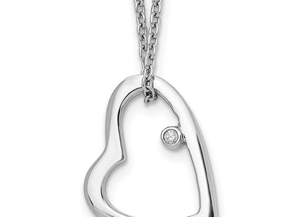 Sterling silver diamond heart necklace
