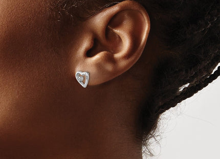 Sterling silver diamond heart earrings, another view