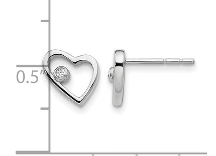 Sterling silver diamond heart earrings, further view
