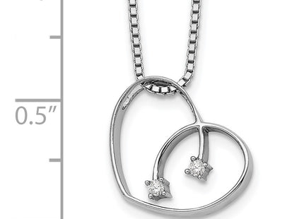 Sterling silver diamond heart necklace, another view