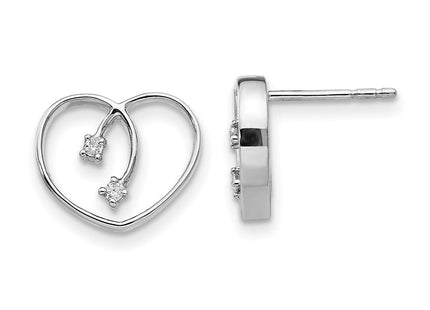 White Ice Sterling Silver Rhodium-plated Diamond Heart Post Earrings (Style QW158)