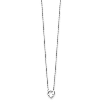 White Ice Sterling Silver Rhodium-plated Diamond Heart Necklace with Extender, 20 x 12mm